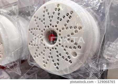 Smoke detectors displayed in a retail environment for safety awareness 129068765