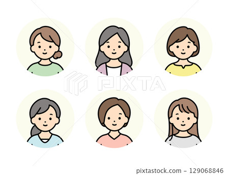 Illustration material of various women's icons Illustration material of various women's icons 129068846