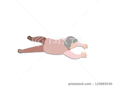 Illustration of an elderly person who needs care falling 129069540