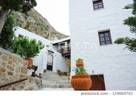 A street scene on the Greek island of Skyros 129069783