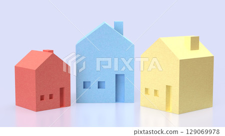 The House multi color for real estate or property concept 3d Rendering. The House multi color for real estate or property concept 3d Rendering. 129069978