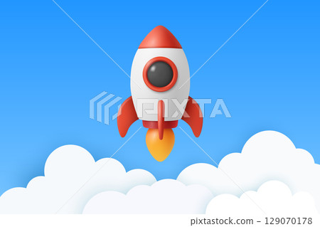 Vector 3d Red and White Rocket Icon, Startup Launch Concept. Blue and White Spaceship, Vector Illustration. Modern Business Logo, Flying Spacecraft Symbol. Missile Design for Growth, Innovation Vector 3d Red and White Rocket Icon, Startup Launch Concept. Blue and White Spaceship, Vector Illustration. Modern Business Logo, Flying Spacecraft Symbol. Missile Design for Growth, Innovation 129070178