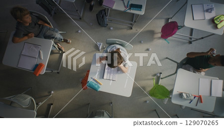 Elementary School Student Suffering from Peer Harassment from Classmates in Toxic School Environment Elementary School Student Suffering from Peer Harassment from Classmates in Toxic School Environment 129070265