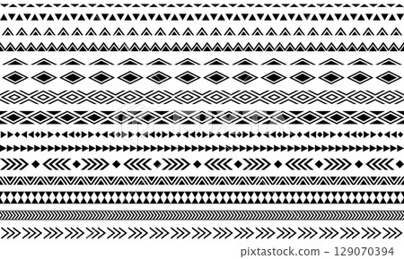 Geometric Indian style pattern line set using triangles 129070394