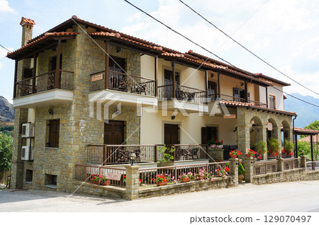 An old inn in a Greek countryside town An old inn in a Greek countryside town 129070497