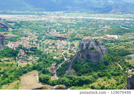 Idyllic scenery of Meteora, a tourist attraction in Greece Idyllic scenery of Meteora, a tourist attraction in Greece 129070498