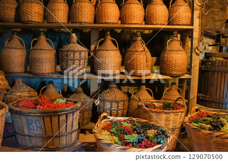 Many wooden baskets for sale in rural Greece Many wooden baskets for sale in rural Greece 129070500
