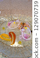 Teppanyaki course meal carpaccio material background 129070739