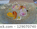 Teppanyaki course meal carpaccio material background 129070740