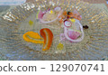Teppanyaki course meal carpaccio material background 129070741
