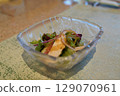 Teppanyaki course meal, side dish, ingredients, background 129070961