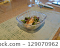 Teppanyaki course meal, side dish, ingredients, background 129070962