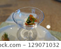 Teppanyaki course meal, side dish, ingredients, background 129071032