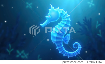 A Digital Sea Creature Radiating Gentle Aquatic Light 129071162