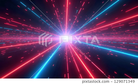 Digital Hyperspace Corridor With Luminous Patterns 129071349