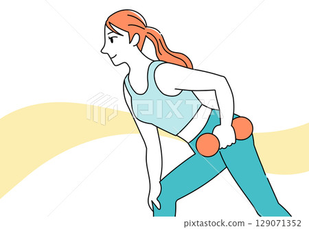 Young woman doing dumbbell exercises Young woman doing dumbbell exercises 129071352