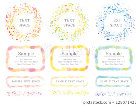 Set of 12 colorful watercolor splashes and lines 129071423