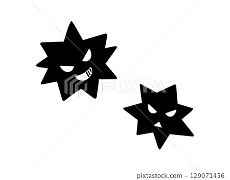 簡單的黑白插圖集惡臭的細菌（病毒） 129071456