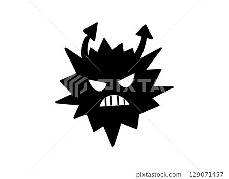 一幅簡單的黑白插圖,描繪了一種肆虐的細菌(病毒) 一幅簡單的黑白插圖,描繪了一種肆虐的細菌(病毒) 129071457