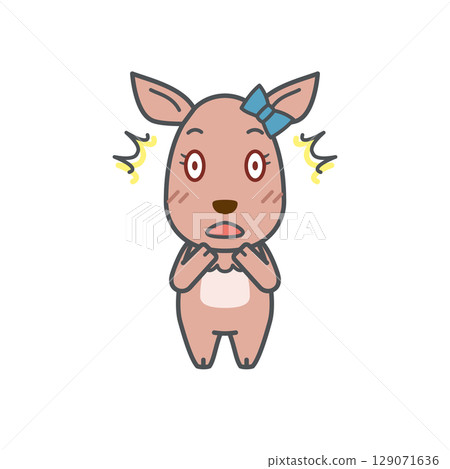 鹿插畫（雌性，驚訝） 129071636