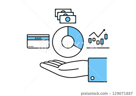 投資人手握儲蓄與投資組合的圖示 129071887