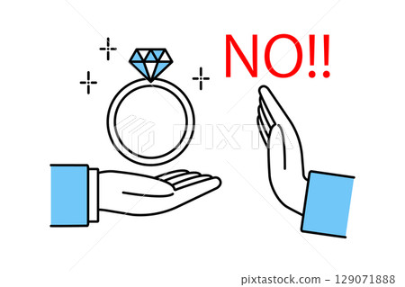一名男子用訂婚戒指求婚但被拒絕的情況說明 一名男子用訂婚戒指求婚但被拒絕的情況說明 129071888