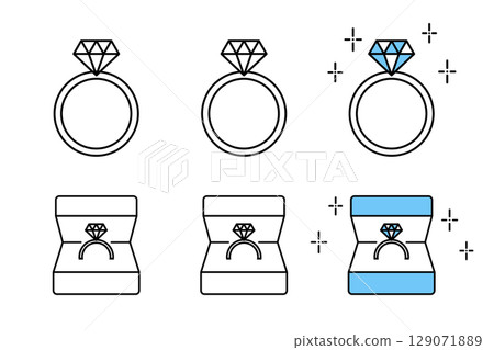 訂婚戒指圖示設定各種配色方案 訂婚戒指圖示設定各種配色方案 129071889