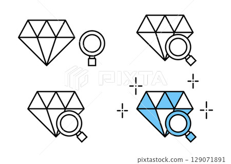 一組不同配色方案的鑽石評估圖標 一組不同配色方案的鑽石評估圖標 129071891