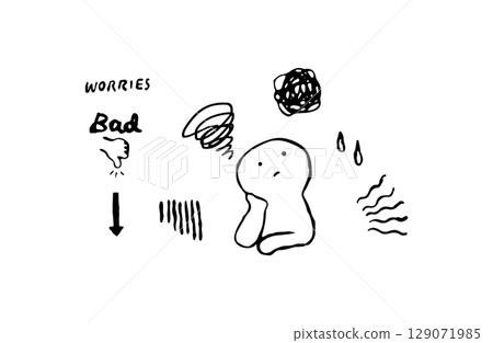 Vector illustration set of people worried about something 129071985