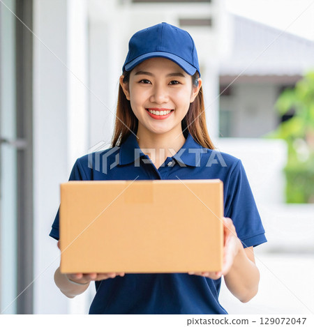 Woman delivering luggage 129072047