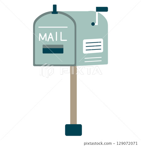 可愛的淺藍色信箱向量插圖 129072071