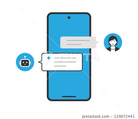 Illustration of an image of using AI generation on a smartphone 129072441