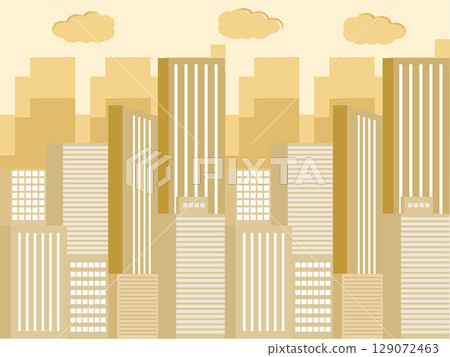 Flat Design Minimalist Beige City Skyline Vector Illustration 129072463