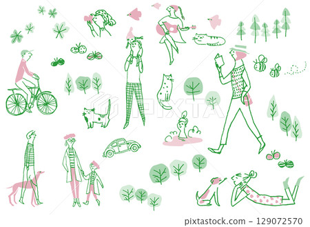 People enjoying outings, walks, and trips 2 129072570