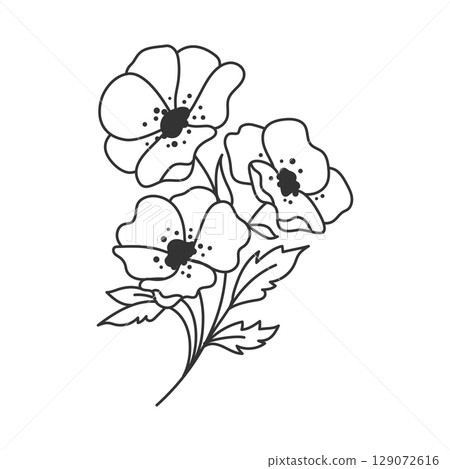 Vector floral branch line art, minimal botanical illustration, flower twig outline, elegant thin design, hand-drawn floral element Vector floral branch line art, minimal botanical illustration, flower twig outline, elegant thin design, hand-drawn floral element 129072616