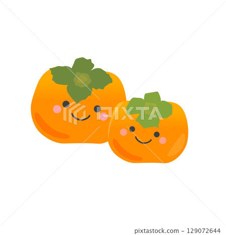 可愛的柿子父母和孩子的臉的插圖 可愛的柿子父母和孩子的臉的插圖 129072644