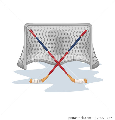 Illustration of Hockey Stick and Hockey Goal Illustration of Hockey Stick and Hockey Goal 129072776