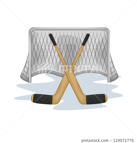 Illustration of Hockey Stick and Hockey Goal Illustration of Hockey Stick and Hockey Goal 129072778