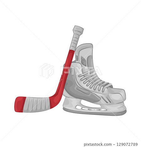 Illustration of Hockey Stick and Hockey Shoes Illustration of Hockey Stick and Hockey Shoes 129072789