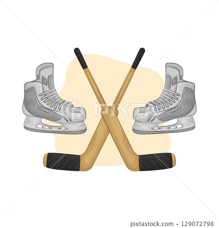 Illustration of Hockey Stick and Hockey Shoes Illustration of Hockey Stick and Hockey Shoes 129072798