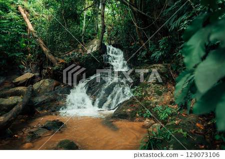 Small waterfall in nature in South Asia Small waterfall in nature in South Asia 129073106