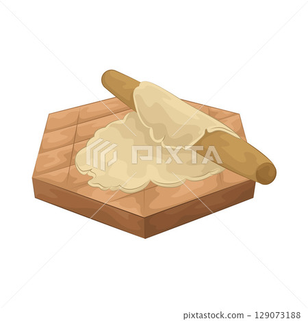 Illustration of Rolling dough on a wooden cutting board Illustration of Rolling dough on a wooden cutting board 129073188