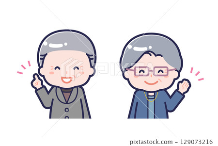 Casual clothing senior couple / couple / man and woman 01 129073216
