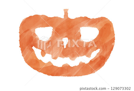 Watercolor hand drawn jack-o'-lantern, white background Watercolor hand drawn jack-o'-lantern, white background 129073302