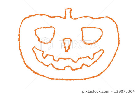 Hand drawn random line jack o'lantern, white background 129073304
