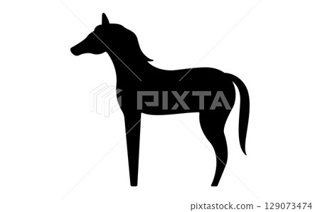 簡單的馬剪影材料,單色設計 簡單的馬剪影材料,單色設計 129073474