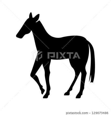 Simple horse silhouette material, monochrome design Simple horse silhouette material, monochrome design 129073486