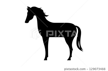 簡單的馬剪影材料，單色設計 129073488