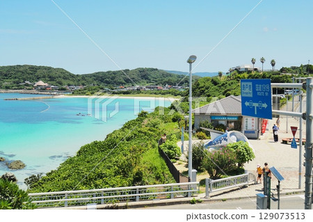 山口縣下關市角島美麗的海景 129073513