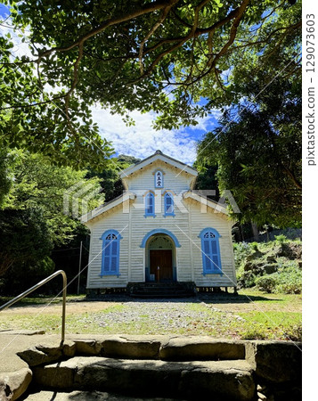 Church and blue sky in the Goto Islands, Nagasaki Prefecture, Japan (World Heritage Site) 129073603